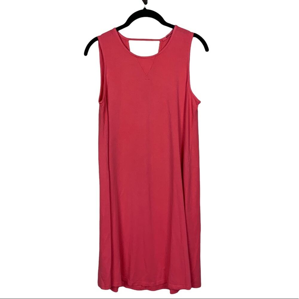 LA Made Sleeveless Crewneck A Line Knit Dress Back Cutout Coral Size Small